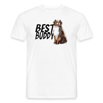 Australian Shepherd Aussie Geschenk Best Buddy - Männer T-Shirt - Weiß - Vorne - AI Model Male 178 dark (178cm)