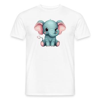 Mignon éléphant gris assis - T-shirt homme - blanc - Devant - AI Model Male 178 dark (178cm)