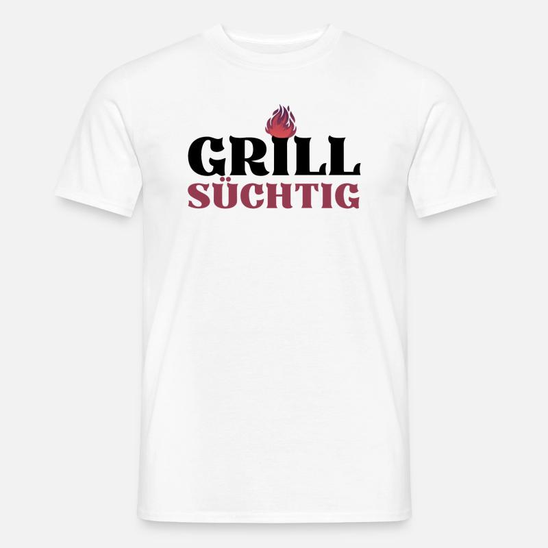 GRILLSÜCHTIG (1) - Männer T-Shirt - Weiß