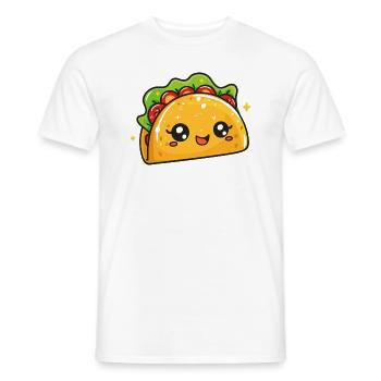 Funny Cute Taco with Face and Eyes - Men's T-Shirt - white - Front - AI Model Male 178 dark (178cm)