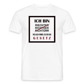 Richter T-Shirt Ich bin das Gesetz, lustig Witzig - Männer T-Shirt - Weiß - Vorne - AI Model Male 178 dark (178cm)