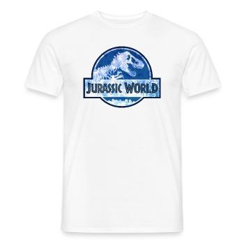 Jurassic World Classic Logo With T-Rex Blue - Men's T-Shirt - white - Front - AI Model Male 178 dark (178cm)