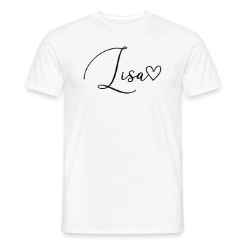 Lisa Nom de famille Prénom Fille - T-shirt homme - blanc - Devant - AI Model Male 178 dark (178cm)