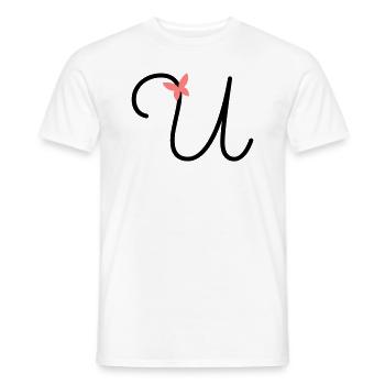 Lettre U Papillon Lettre - T-shirt homme - blanc - Devant - AI Model Male 178 dark (178cm)