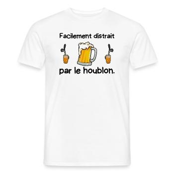 facilement distrait par le houblon - T-shirt homme - blanc - Devant - AI Model Male 178 dark (178cm)