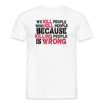 Anti War Slogan - Ukraine Russia Peace - Men's T-Shirt - white - Front - AI Model Male 178 dark (178cm)