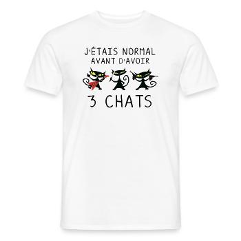 J étais normal avant 3 chats noirs - Chats Drôles - T-shirt homme - blanc - Devant - AI Model Male 178 dark (178cm)