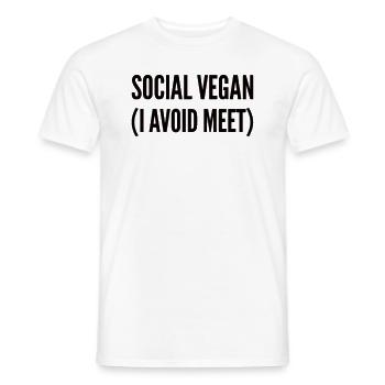 Social Vegan J’évite de rencontrer - T-shirt homme - blanc - Devant - AI Model Male 178 dark (178cm)