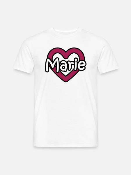 Marie last name first name maiden name heart name day - Men's T-Shirt - white