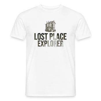Lost Place Explorer / Urbexer / Abandoned Places - Men's T-Shirt - white - Front - AI Model Male 178 dark (178cm)