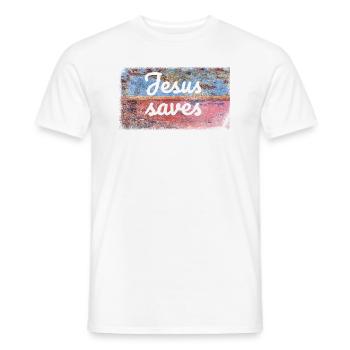 Jesus saves - Männer T-Shirt - Weiß - Vorne - AI Model Male 178 dark (178cm)