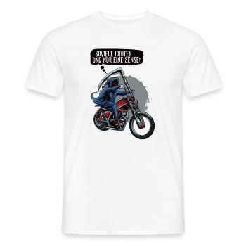 Soviele Idioten und nur eine Sense Sensenmann - Männer T-Shirt - Weiß - Vorne - AI Model Male 178 dark (178cm)