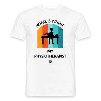 Physiotherapist Humorous Gift Saying Funny - Men's T-Shirt - white - Front - AI Model Male 178 dark (178cm)