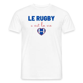Rugby is life,Rugby,Rugbywoman,Rugbyman - Men's T-Shirt - white - Front - AI Model Male 178 dark (178cm)