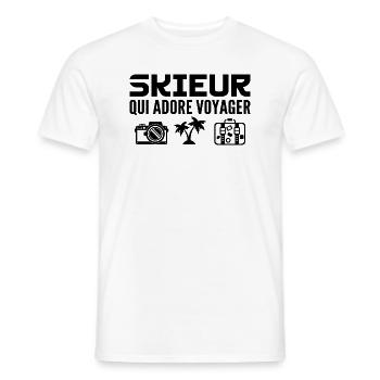 Voyageurs & Skieurs : Passion & Découverte - T-shirt homme - blanc - Devant - AI Model Male 178 dark (178cm)
