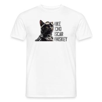 Katze Retro Pilot Mike Echo Oscar Whiskey - Männer T-Shirt - Weiß - Vorne - AI Model Male 178 dark (178cm)