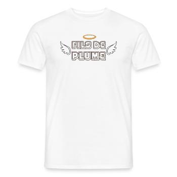 Fils de Plume : L'Ange Rebelle - T-shirt homme - blanc - Devant - AI Model Male 178 dark (178cm)