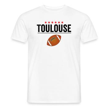 Toulouse Rugby 6 Stars Sport Pride - Men's T-Shirt - white - Front - AI Model Male 178 dark (178cm)