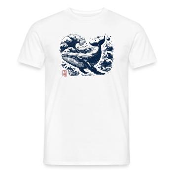 Japanischer Retro Vintage Majestic Blauwal - Männer T-Shirt - Weiß - Vorne - AI Model Male 178 dark (178cm)