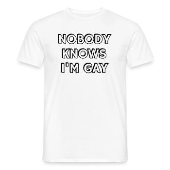 Nobody knows Im gay pride humour - Men's T-Shirt - white - Front - AI Model Male 178 dark (178cm)