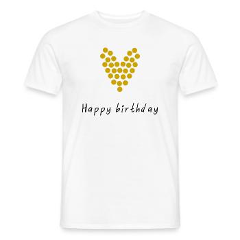 HAPPY BIRTHDAY. HAPPY BIRTHDAY. ANNIVERSARY. - Men's T-Shirt - white - Front - AI Model Male 178 dark (178cm)