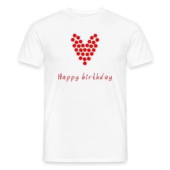 HAPPY BIRTHDAY. HAPPY BIRTHDAY. ANNIVERSARY. - Men's T-Shirt - white - Front - AI Model Male 178 dark (178cm)