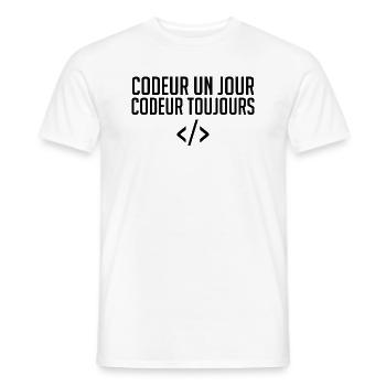 Codeur Un Jour, Codeur Toujours - T-shirt homme - blanc - Devant - AI Model Male 178 dark (178cm)