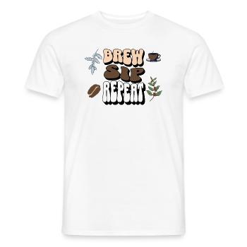 Coffee Lover's Daily Mantra: Brew, Sip, Repeat - Men's T-Shirt - white - Front - AI Model Male 178 dark (178cm)