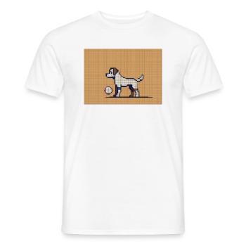 Chien pixel - T-shirt homme - blanc - Devant - AI Model Male 178 dark (178cm)