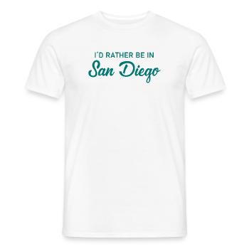 I ́d rather be in San Diego - California - America - Men's T-Shirt - white - Front - AI Model Male 178 dark (178cm)