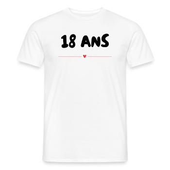 18. 18 YEARS OLD. 18th ANNIVERSARY. 18 BIRTHDAY. - Men's T-Shirt - white - Front - AI Model Male 178 dark (178cm)