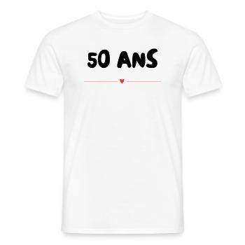50. 50 YEARS. 50th ANNIVERSARY. 50 YEARS ANNIVERSARY. - Men's T-Shirt - white - Front - AI Model Male 178 dark (178cm)