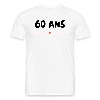 60. 60 ANS. 60e ANNIVERSAIRE. ANNIVERSAIRE 60 ANS. - T-shirt homme - blanc - Devant - AI Model Male 178 dark (178cm)