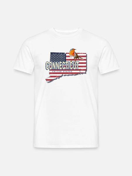 Connecticut United States Retro Map - Men's T-Shirt - white