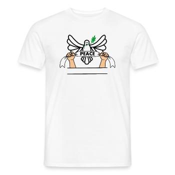 Colombe avec ruban paix - T-shirt homme - blanc - Devant - AI Model Male 178 dark (178cm)