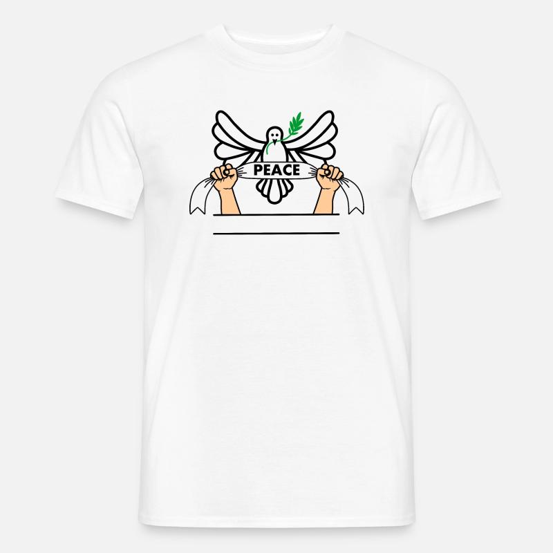 Taube mit Schleifenfrieden - Männer T-Shirt - Weiß