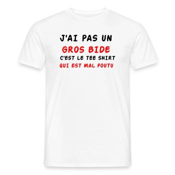 J'ai pas un gros bide - T-shirt homme - blanc - Devant - AI Model Male 178 dark (178cm)