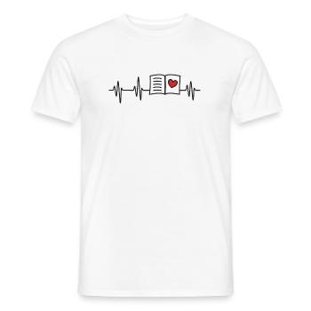 BOOKS books love reading heartbeat gift idea - Men's T-Shirt - white - Front - AI Model Male 178 dark (178cm)