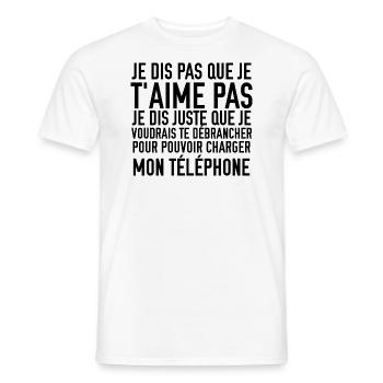 je dis pas que je t'aime pas - T-shirt homme - blanc - Devant - AI Model Male 178 dark (178cm)