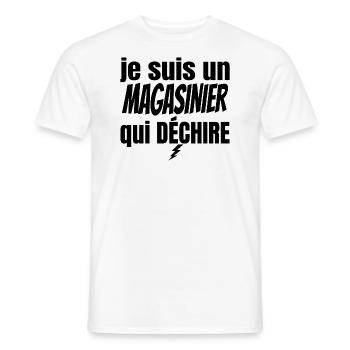 magasinier qui déchire - T-shirt homme - blanc - Devant - AI Model Male 178 dark (178cm)