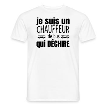 chauffeur de bus qui déchire - T-shirt homme - blanc - Devant - AI Model Male 178 dark (178cm)