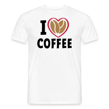 Slogan Liebe Kaffee, ich liebe Kaffee. Herz - Männer T-Shirt - Weiß - Vorne - AI Model Male 178 dark (178cm)