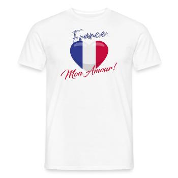 France mon Amour, mon pays, Drapeau de la France - T-shirt homme - blanc - Devant - AI Model Male 178 dark (178cm)