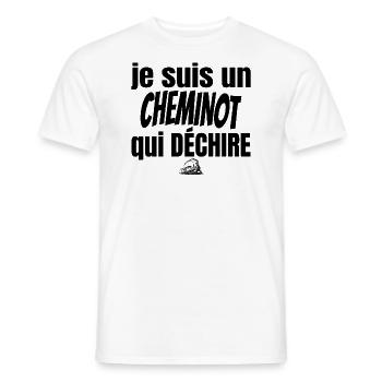 cheminot qui déchire - T-shirt homme - blanc - Devant - AI Model Male 178 dark (178cm)