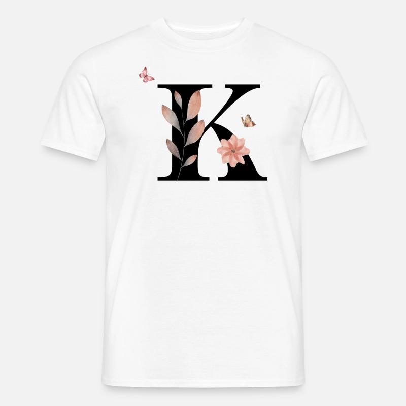 Buchstabe k Wildblumen Aquarelle - Männer T-Shirt - Weiß