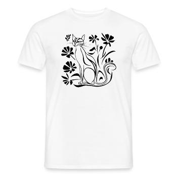 Minimalist Flowers Cat - Men's T-Shirt - white - Front - AI Model Male 178 dark (178cm)