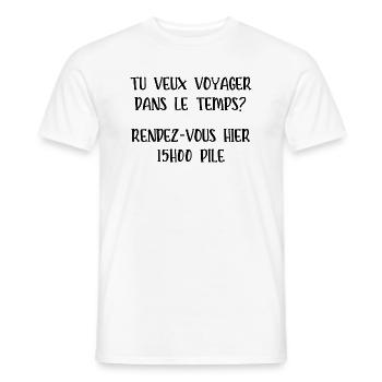 tu veux voyager dans le temps - T-shirt homme - blanc - Devant - AI Model Male 178 dark (178cm)