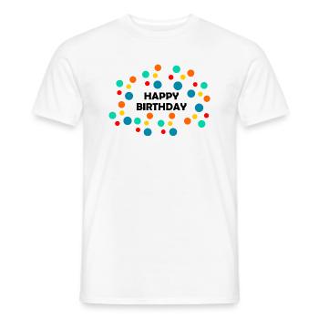 HAPPY BIRTHDAY. HAPPY BIRTHDAY. ANNIVERSARY. - Men's T-Shirt - white - Front - AI Model Male 178 dark (178cm)