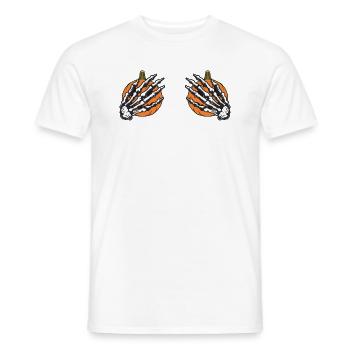 Halloween Frau Brust Kürbis Skelett Hand - Männer T-Shirt - Weiß - Vorne - AI Model Male 178 dark (178cm)