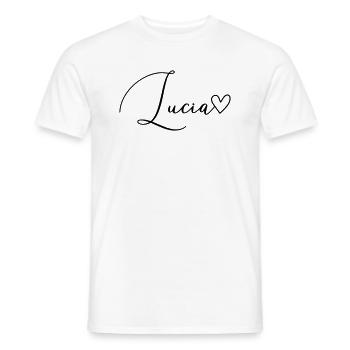 Lucia Nom de famille Prénom Fille - T-shirt homme - blanc - Devant - AI Model Male 178 dark (178cm)